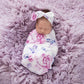 Wrap and Topknot Headband set Lilac Skies
