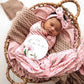 Snuggle Hunny Pink Wattle Baby Jersey Wrap and Topknot Set