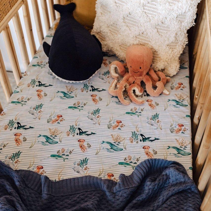 Fitted Cot Sheet Whale